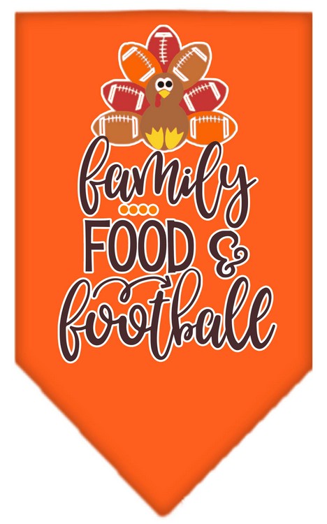 Family, Food, and Football Screen Print Bandana Orange Small